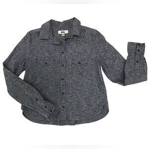 Diesel Chambray Floral Pattern Button Down Crop Shirt
